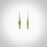 Hand carved New Zealand jade drop earrings. Made by NZ Pacific from real jade. Online jewellery for sale online by NZ Pacific. Hand carved here in New Zealand by Ric Moor.